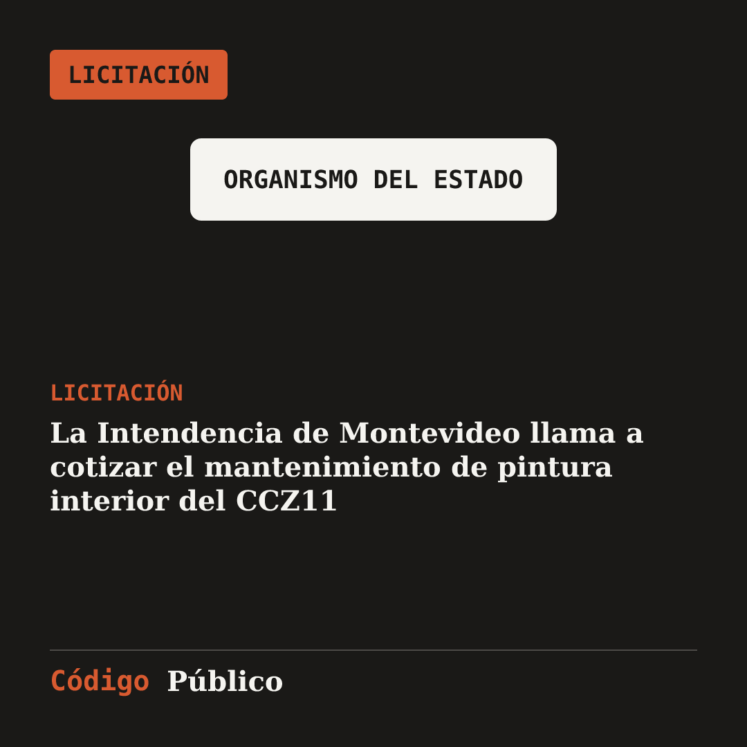 La Intendencia de Montevideo llama a cotizar el mantenimiento de pintura interior del CCZ11