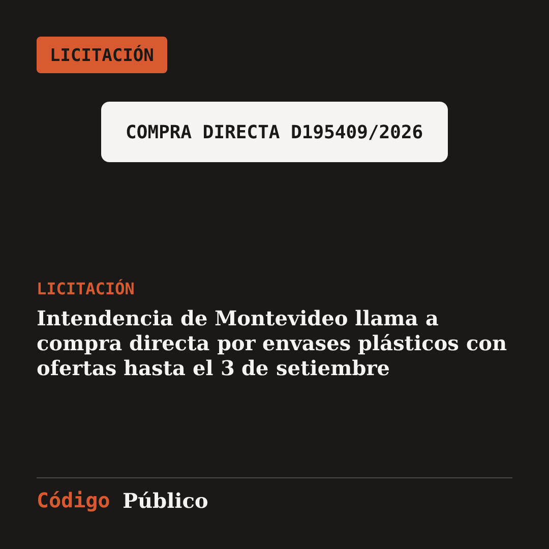 Intendencia de Montevideo llama a compra directa por envases plásticos con ofertas hasta el 3 de setiembre