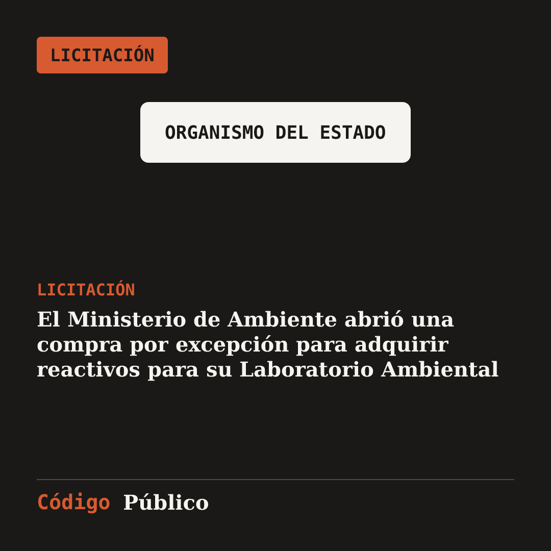 El Ministerio de Ambiente abrió una compra por excepción para adquirir reactivos para su Laboratorio Ambiental