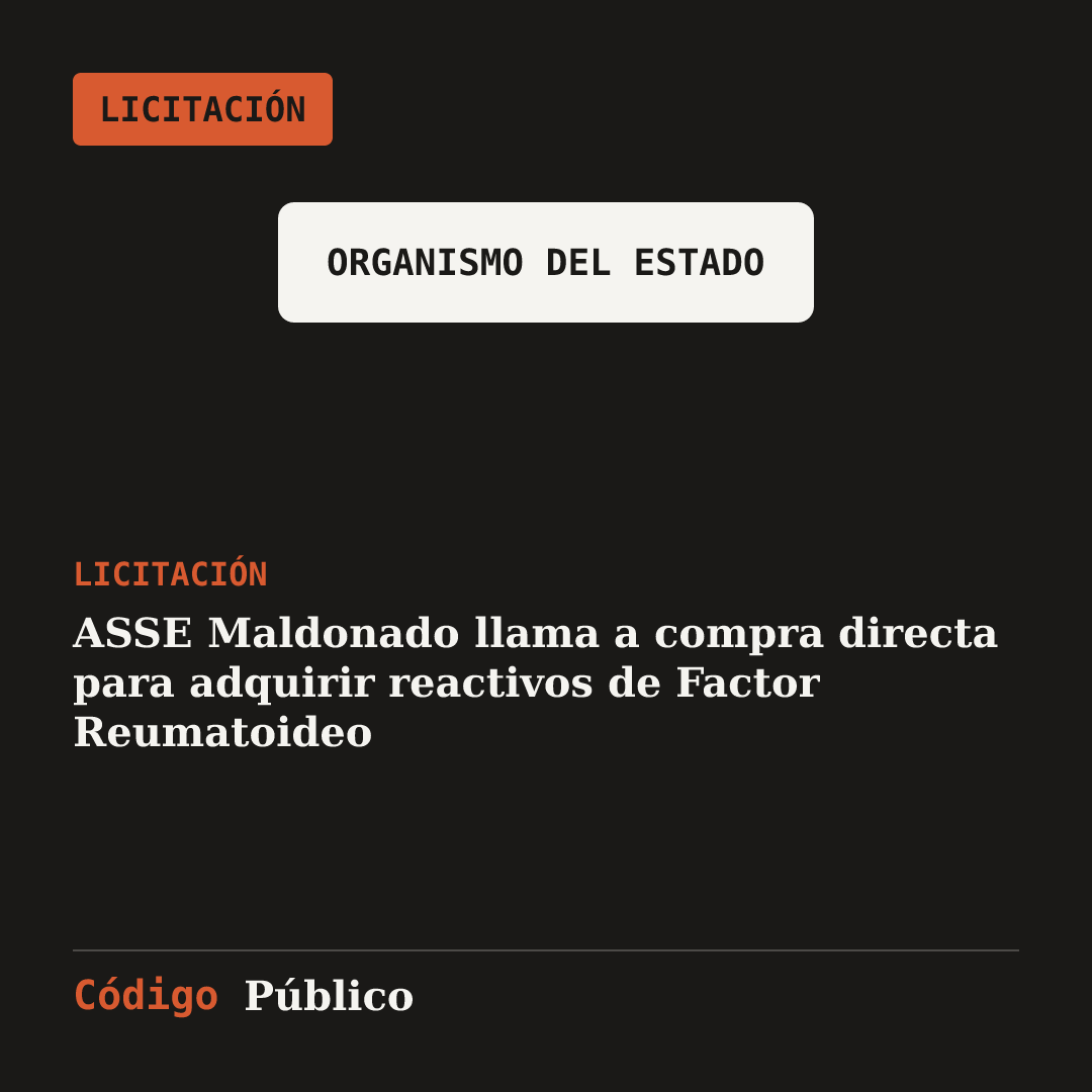 ASSE Maldonado llama a compra directa para adquirir reactivos de Factor Reumatoideo