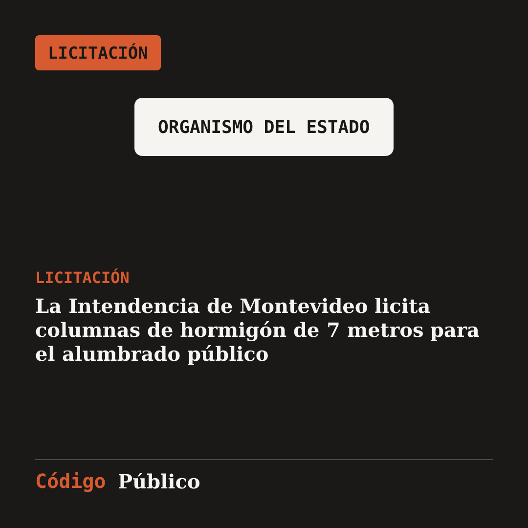 La Intendencia de Montevideo licita columnas de hormigón de 7 metros para el alumbrado público