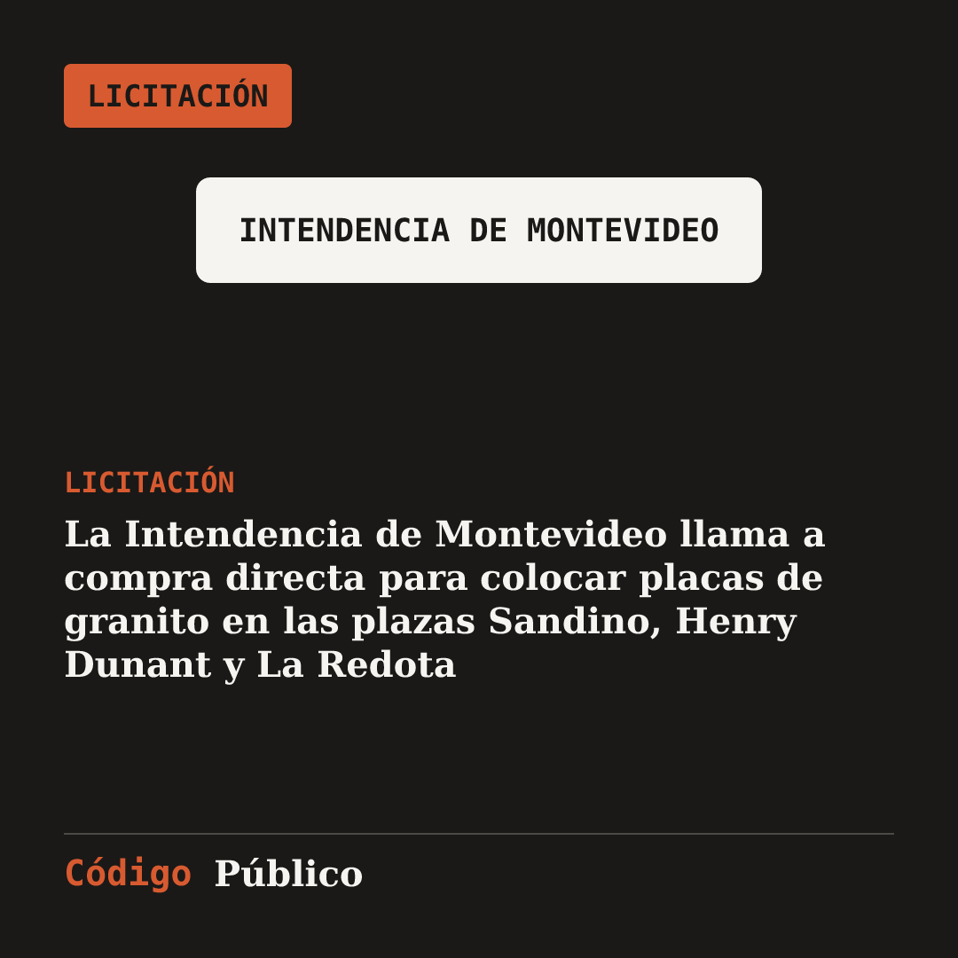La Intendencia de Montevideo llama a compra directa para colocar placas de granito en las plazas Sandino, Henry Dunant y La Redota