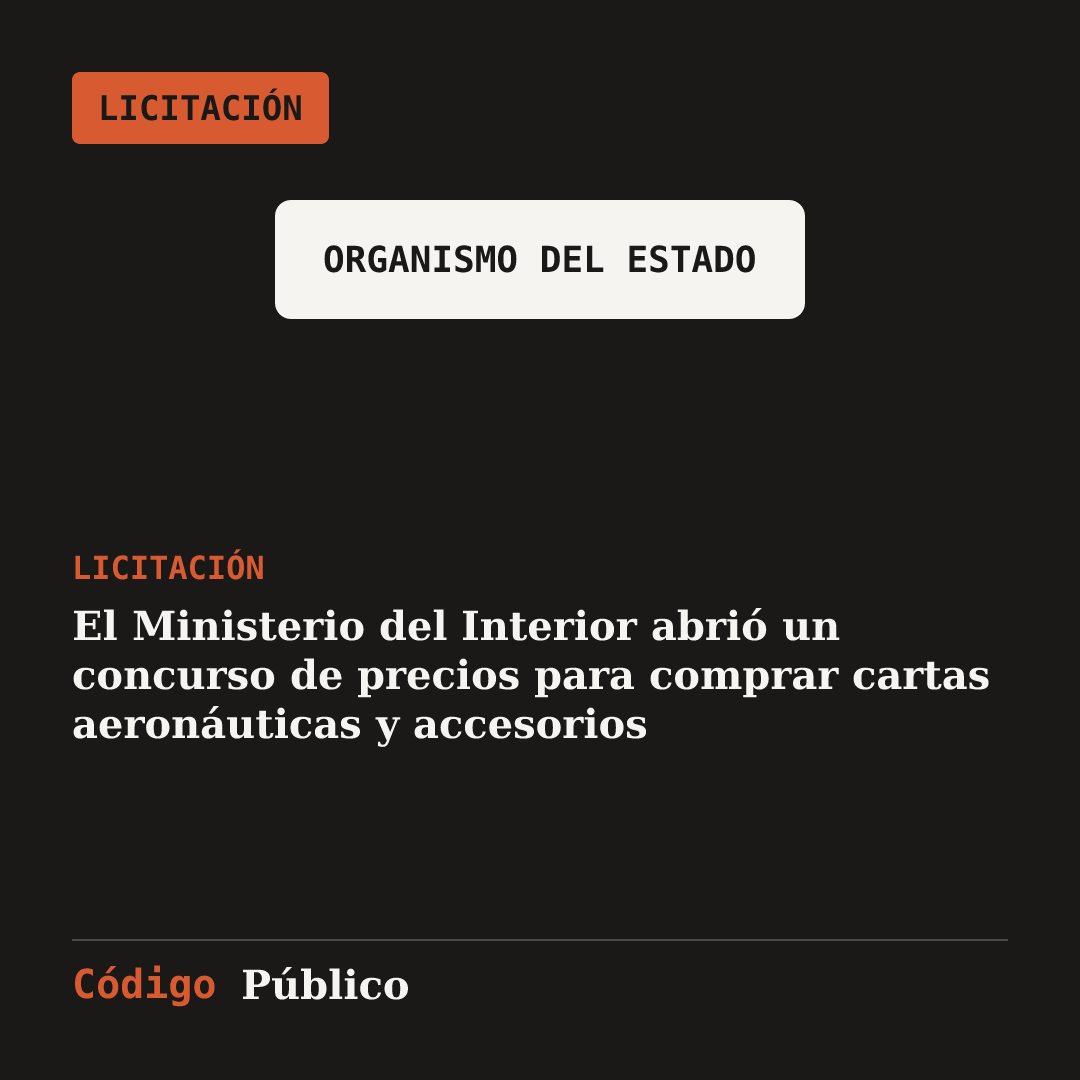 El Ministerio del Interior abrió un concurso de precios para comprar cartas aeronáuticas y accesorios