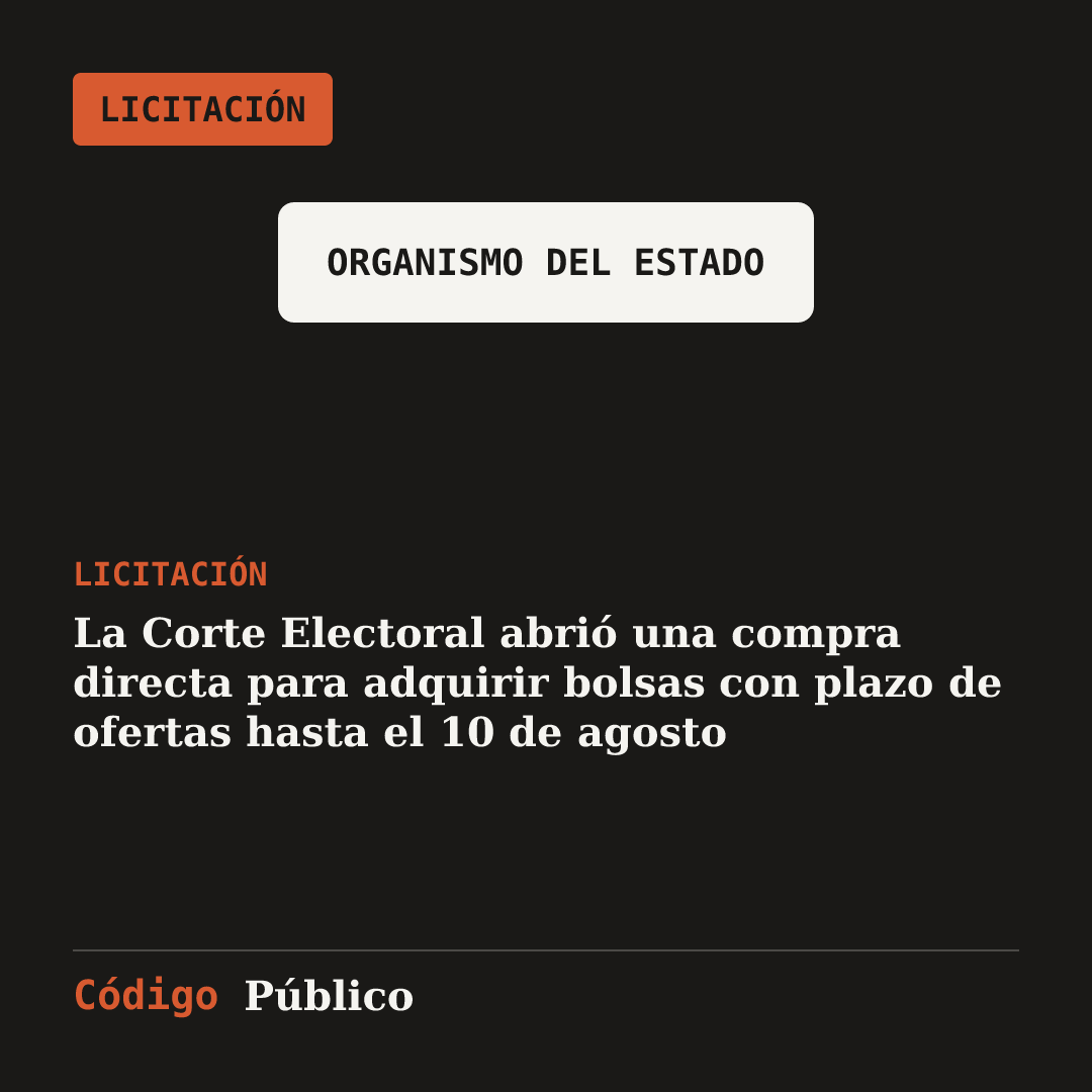 La Corte Electoral abrió una compra directa para adquirir bolsas con plazo de ofertas hasta el 10 de agosto